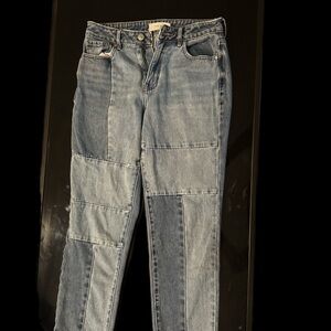 PacSun Blue Patchwork Straight Leg Jeans